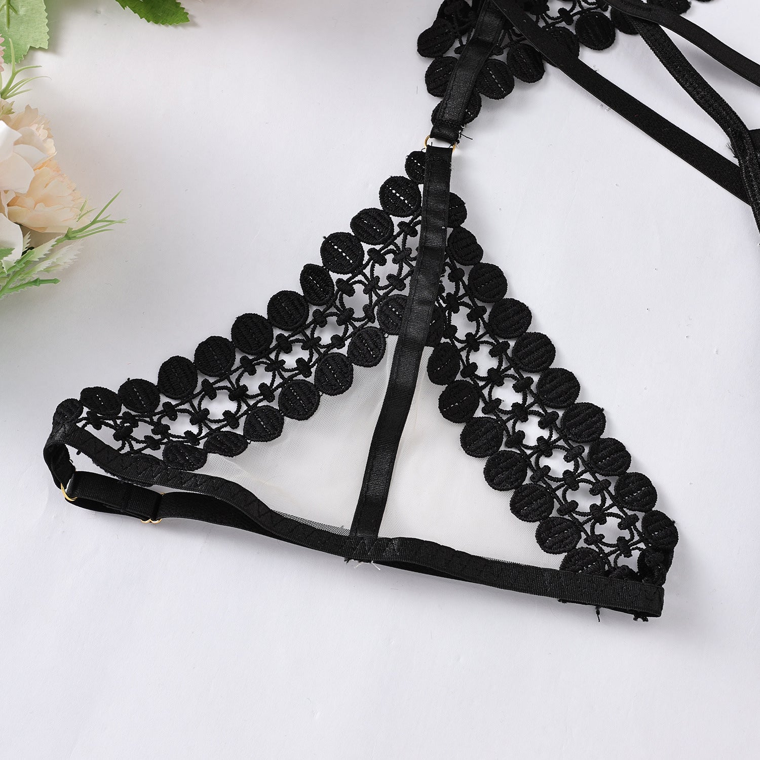 Allure Shadow Bra and Panty Lingerie Set Leg details