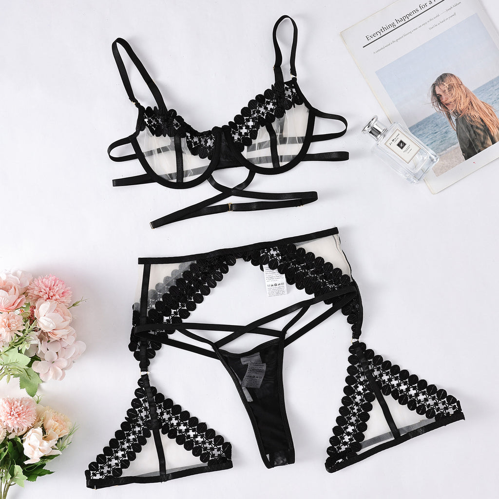 Allure Shadow Bra and Panty Lingerie Set Over View