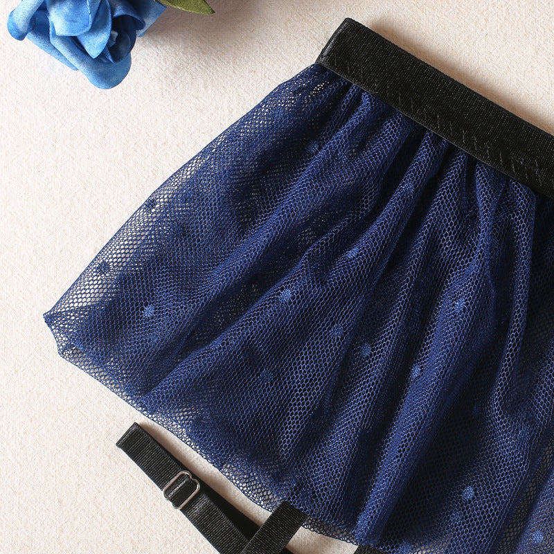 Azure Polka Dot Sheer Bralette Ensemble Waist Details