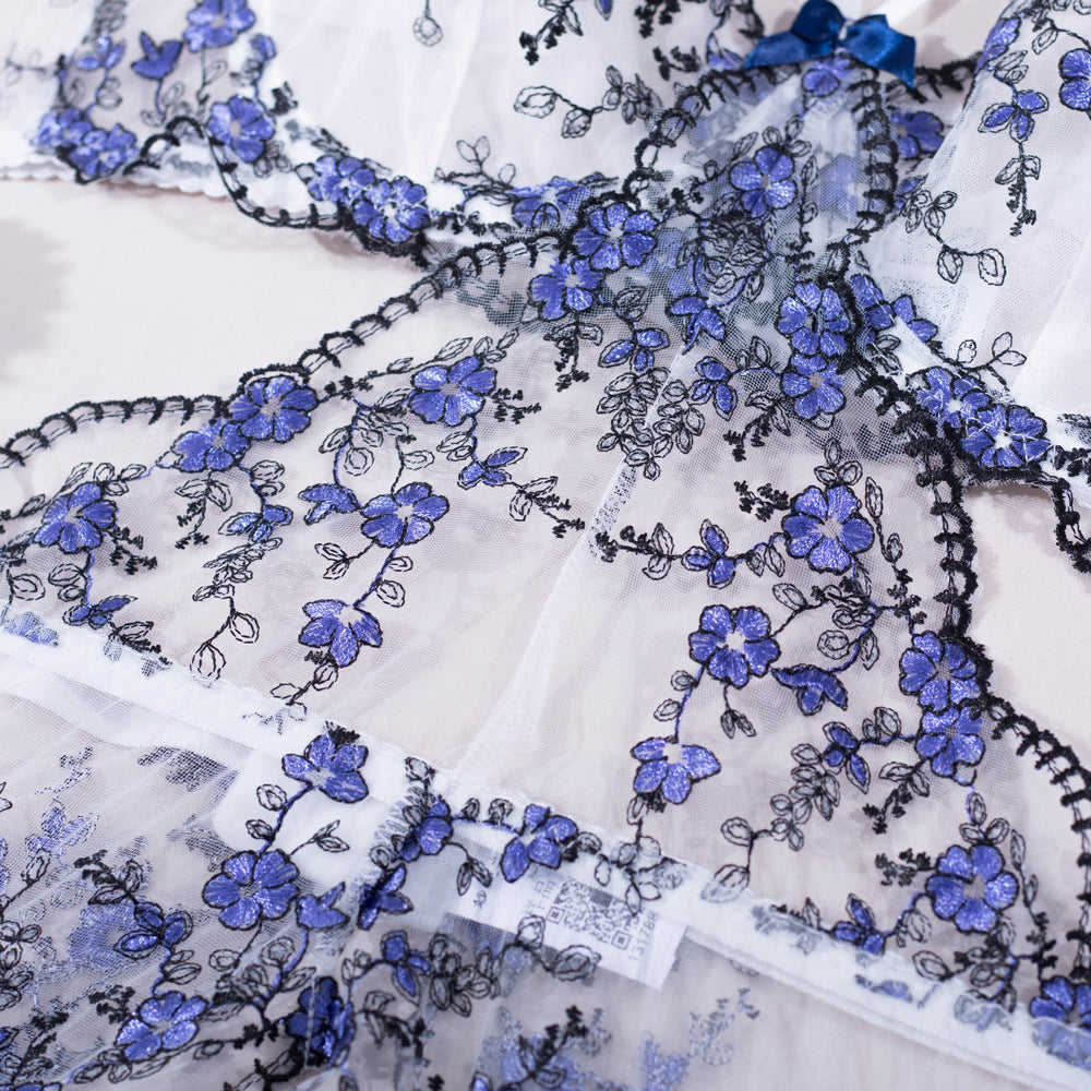 Elegant White Bustier Set with Sheer Mesh - Wholesale Lingerie Details