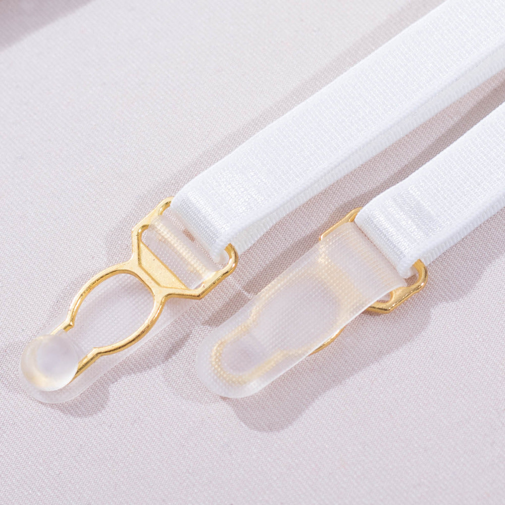 Elegant White Bustier Set with Sheer Mesh - Wholesale Lingerie Garter Details